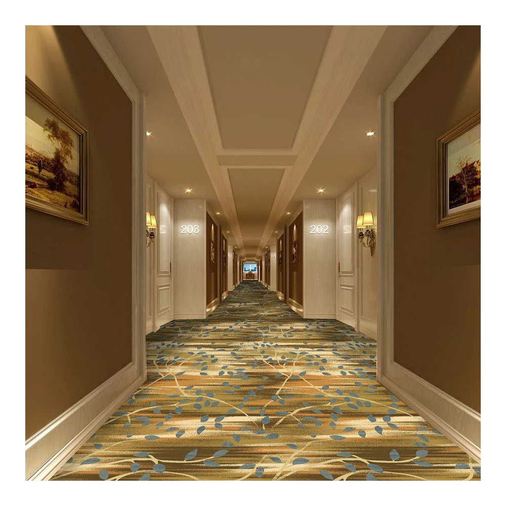 Manufacture Customized Modern Nylon Printed Anti-Slip Carpet Roll Wholesale Teppich Passage Floor Carpet For Hotel Corridor