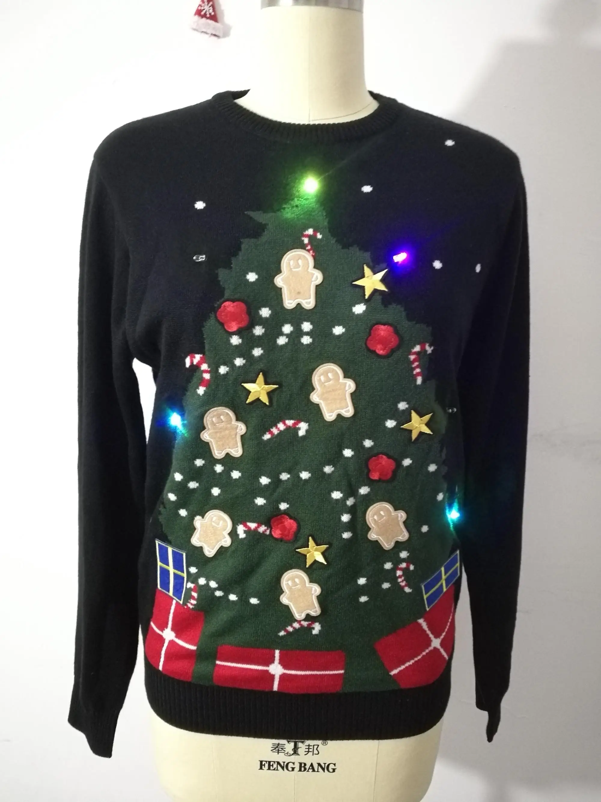 garment manufacture custom pattern funny led  christmas sweaters for adults