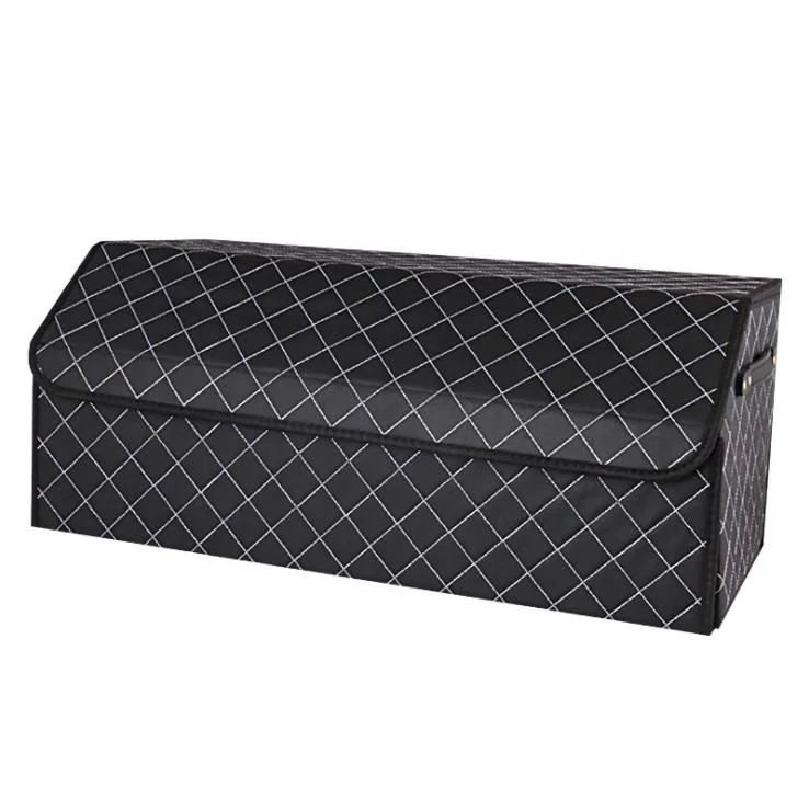 Foldable leather car trunk organizer