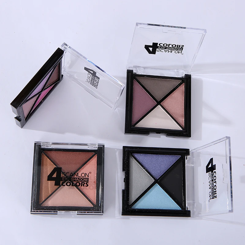 Custom Professional Eyeshadow Pigment 4 Colors Mixed Purple Muslim Vegan Mineral Eye Shade Shimmer Eyeshadow Palette OEM