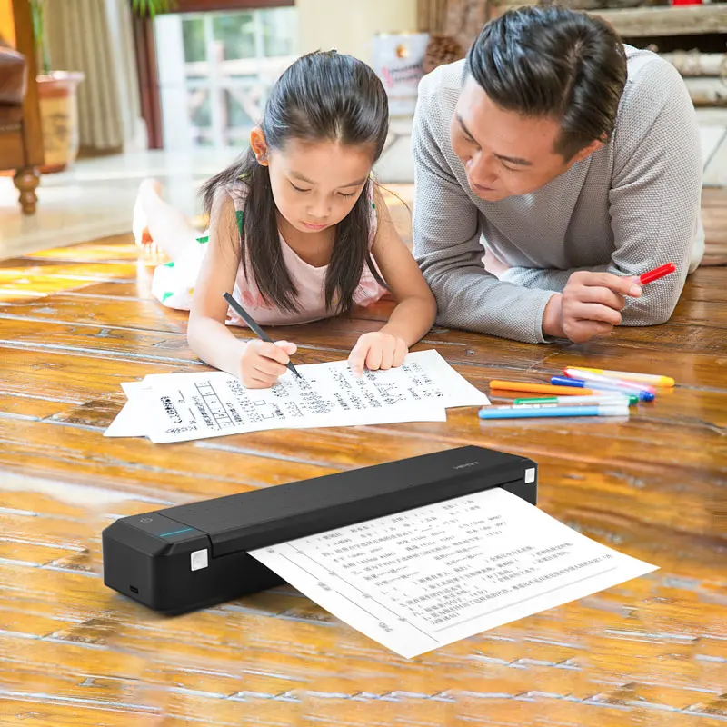 Direct Thermal Transfer Printer Mobile Document Printer Portable Photo BT Wireless A4 Paper Printer for Office