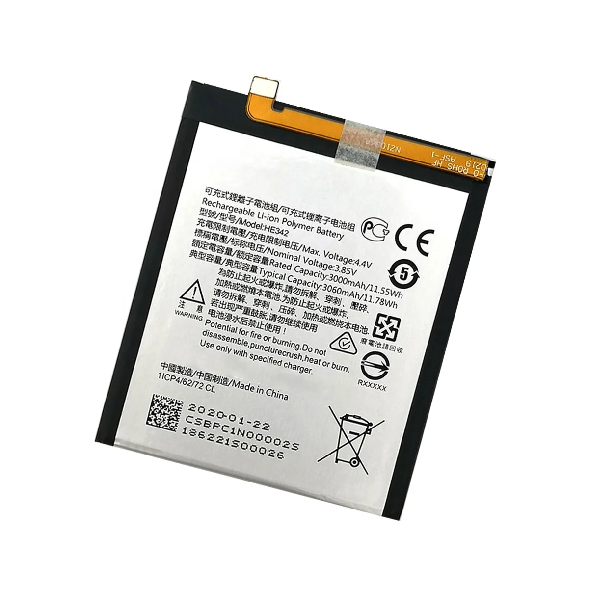 3060mAh HE342 replacement Battery For Nokia X6 2018 6.1 Plus TA 1099 X5 TA 1109 5.1 Plus Mobile phone