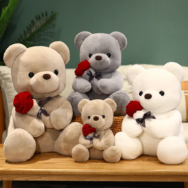 Top Class Colorful Cartoon Rose Teddy Bear Plush Toy Pp Cotton Fashion Soft Teddy Bear