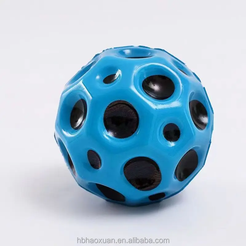 2023 Kids Adults Toys Jump Ball Soft Pu Foam Anti-stress Moon Shape Porous Bouncy Space Balls High Bouncing Moon Stress Ball