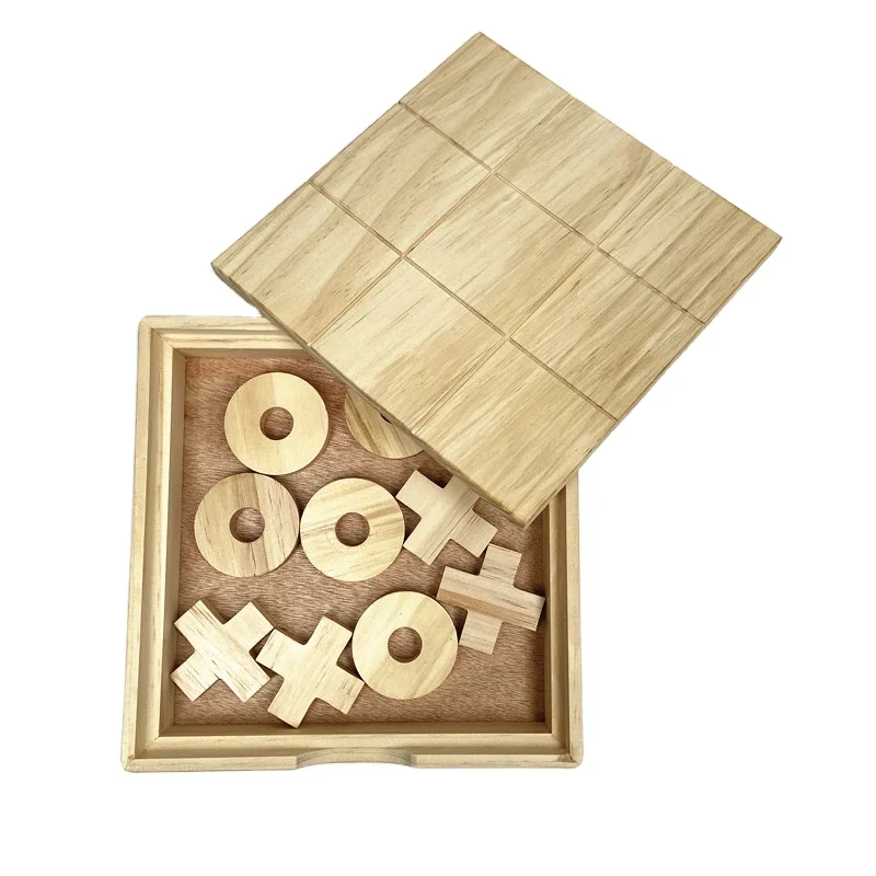 
Tic Tac Toe Wood Game Set Noughts & Croesses Wood Board Game Indoor Game 