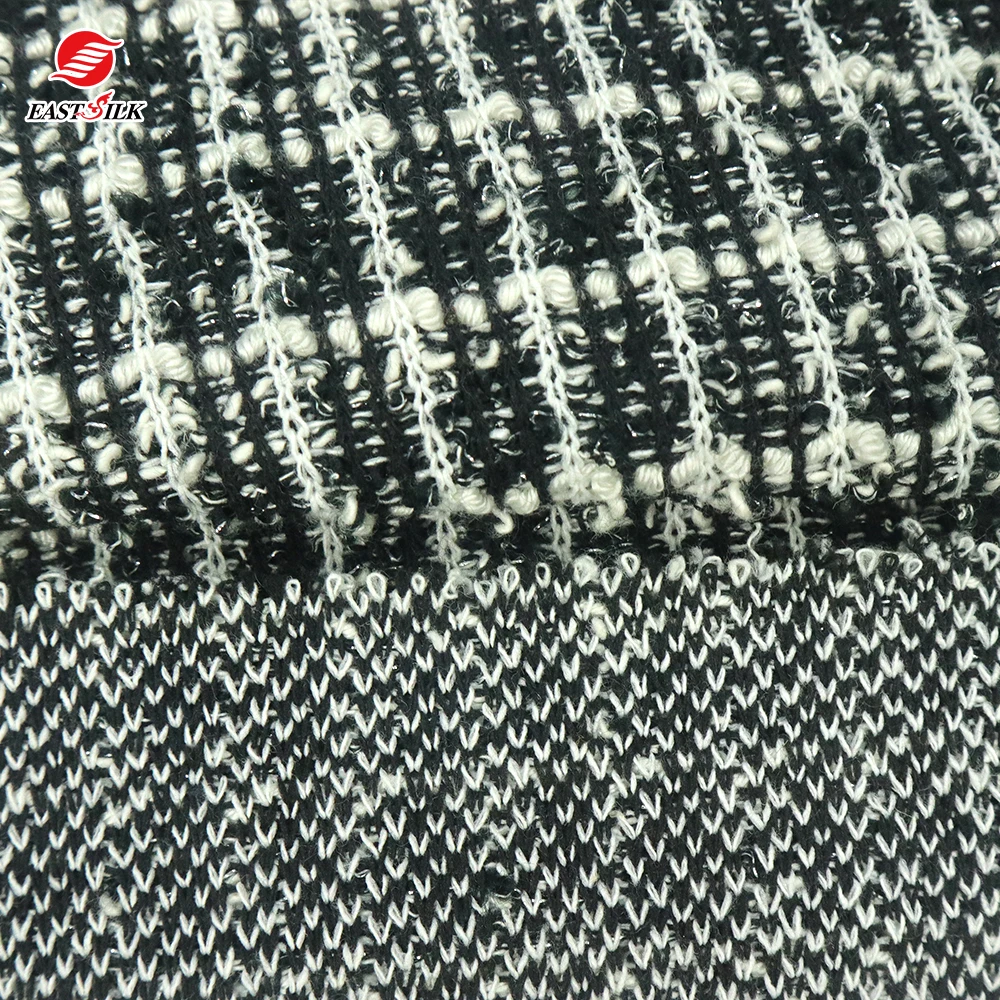Textiles  Wholesale Materials TC Polyester Acrylic Cotton Metallic Jacquard Knitting Jacket Dress Fabric For Garments
