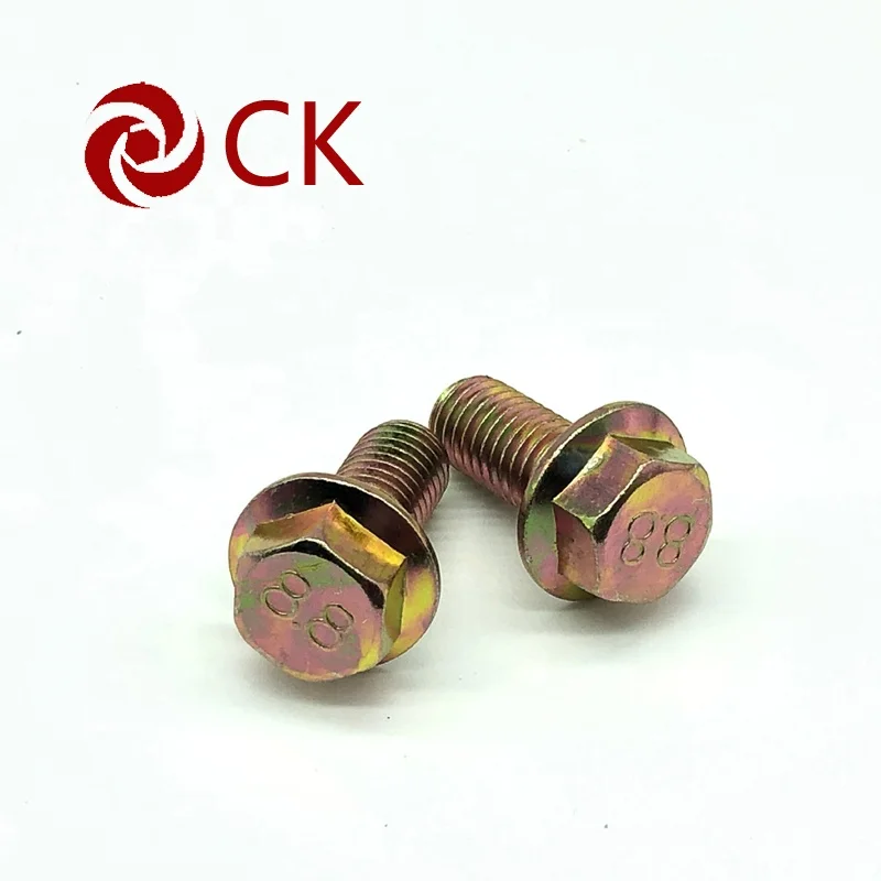 Din6921 Hot Dip Galvanized Color Hex Flange Bolt Hexagon Bolt 8.8 Flange Bolt