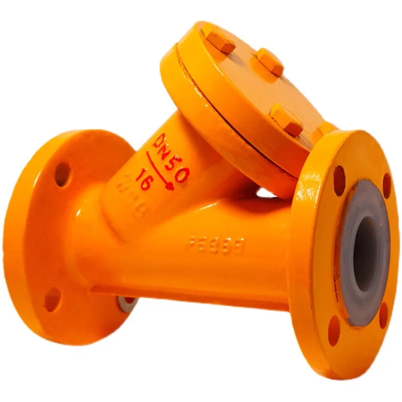 carbon steel ANSI150lbs  pn16  DN100 PTFE PFA  rubber lined flange end Y type strainer