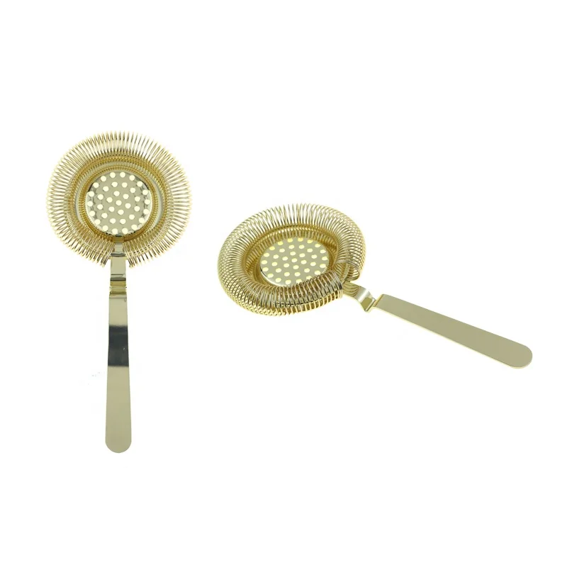 Stainless Steel Cocktail Strainer, Silver/Copper/Gold Bar Hawthorn Strainer with Wire Spring
