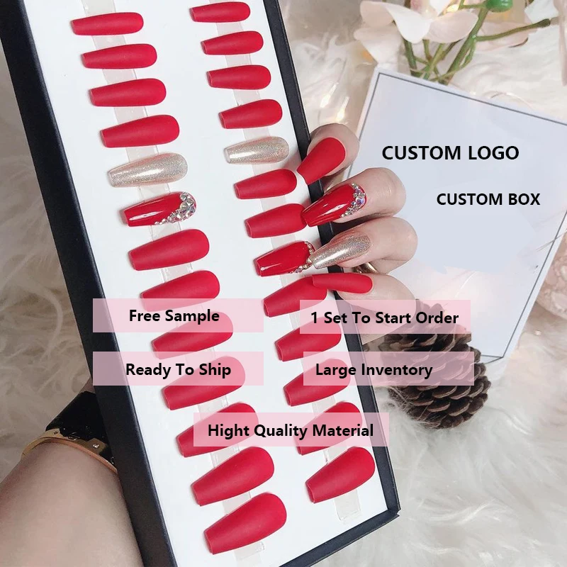 wholesale coffin false nail nail tips ballerina quality french 2022 press on nails artificial fingernails for women