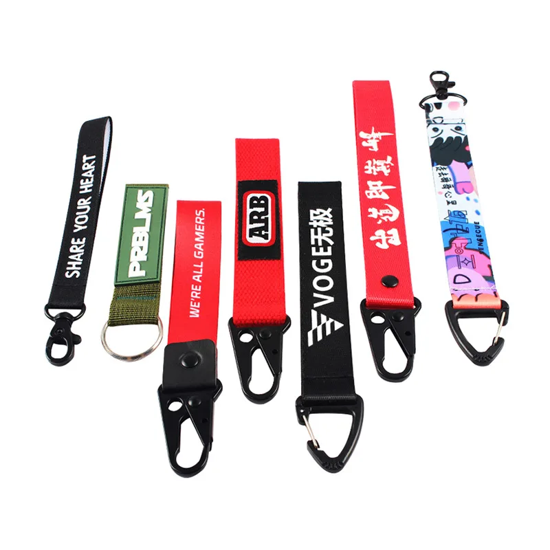 Manufacturer custom screen printing rubber Indonesian dragon webbing lanyard with eagle beak buckle