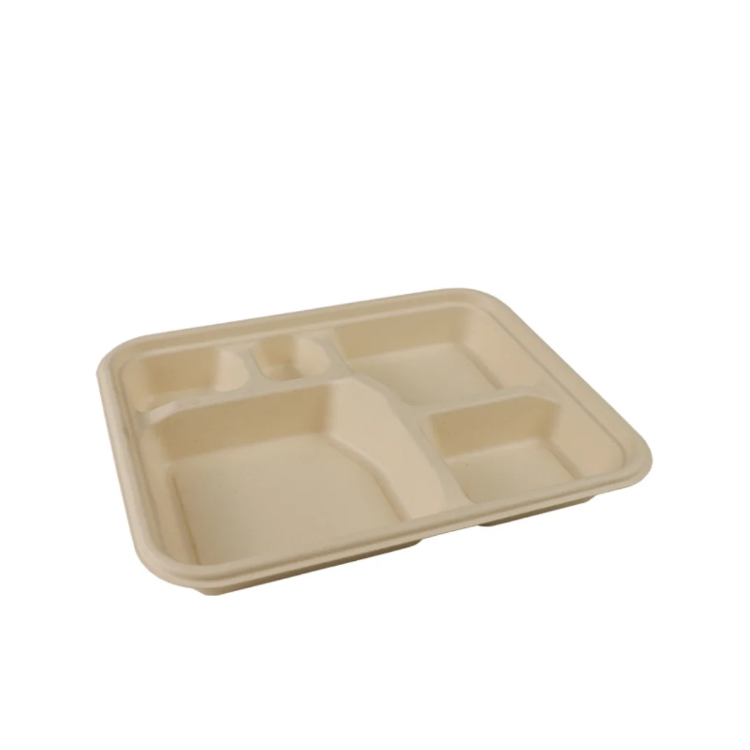 environmental friendly microwave hot selling party tray to go bento food container with pulp lid for hot food