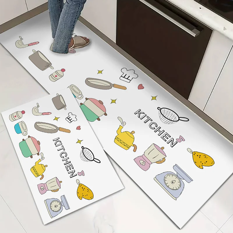 2-Piece Kitchen Floor Carpet Rugs and Mats Set Waterproof Cushioned Fatigue Resistance kitchen mat