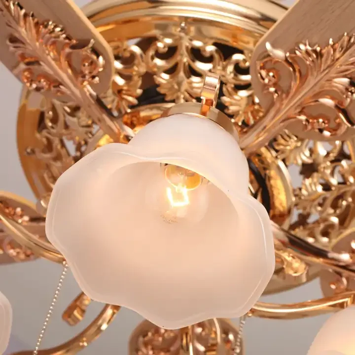 European Style E27 52 Inch Remote Control Modern candelabros Shape Ceiling Fan With Light