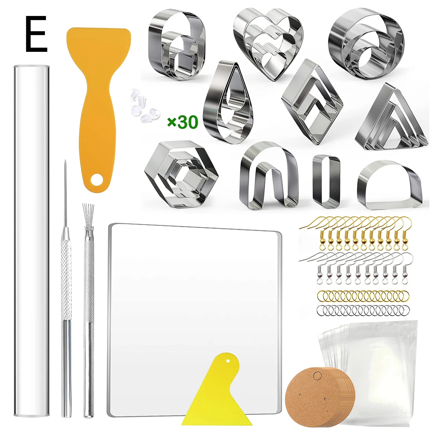 130pcs Stainless Steel Clay Earring Cutters with Earring Cards and Hooks Cookie Cutters for Polymer Clay Earring Making