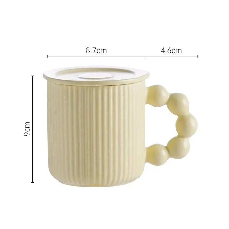 ins Nordic creative personality macaron striped ceramic mug bead handle office water cup