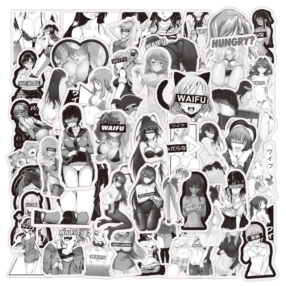 50pcs Waterproof Hentai Sexy Girl Waifu Anime Stickers Bicycle Guitar Luggage Laptop Motorcycle Bunny Girl Graffiti Sticker