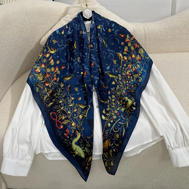 New Fashion Silk Square Scarf For Women 110*110cm Neck Hair Tie Band Bag Warp Soft Neckerchief Hijab Headscarf