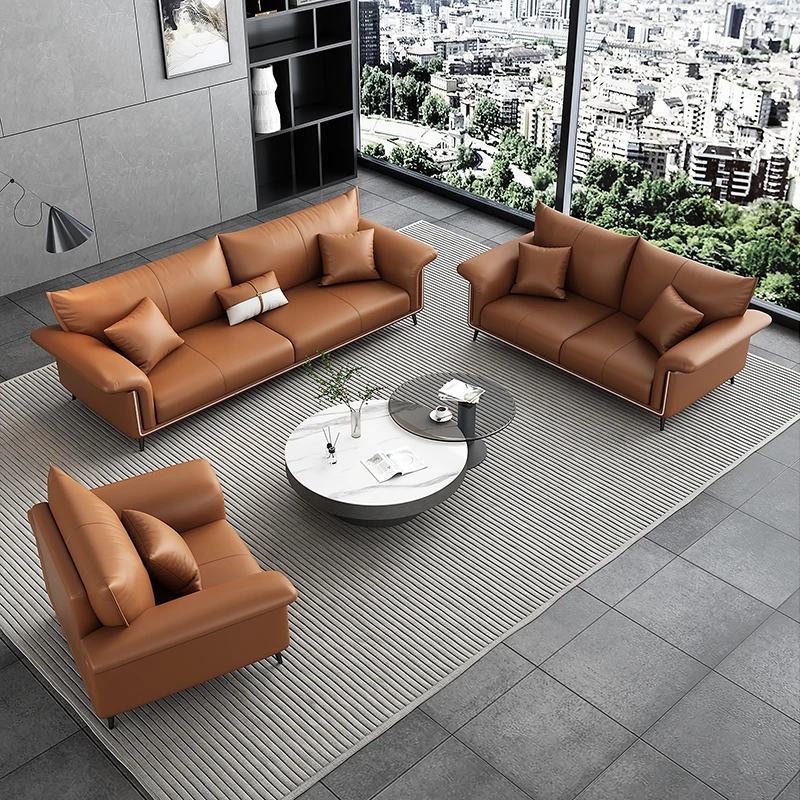 Executive PU Leather Office Sofa Set Modular Sectional Soft Office Reception Sofa