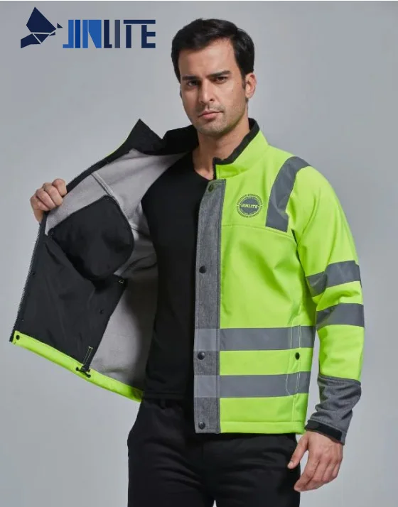 Winter High Visibility Softshell Reflective Warning Traffic Road Workwear Jacket