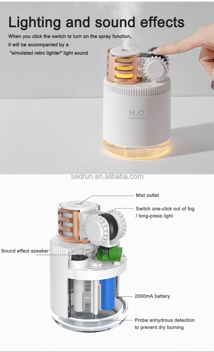 Nebulizer Diffuser H2o Cool Mist Portable Rechargeable Wireless Humidifier with Led Moon Lamp
