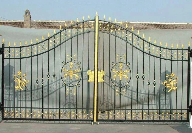 black and gold wrought iron main gate Casting gate YL-E051