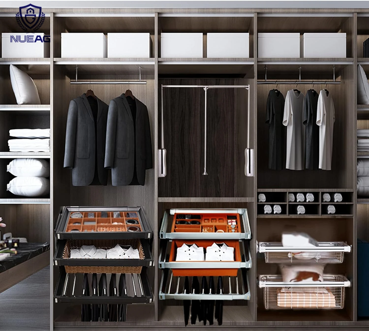 Matel wardrobe clothes storage cabinet metal drawer pants hanging rack for dry trousers