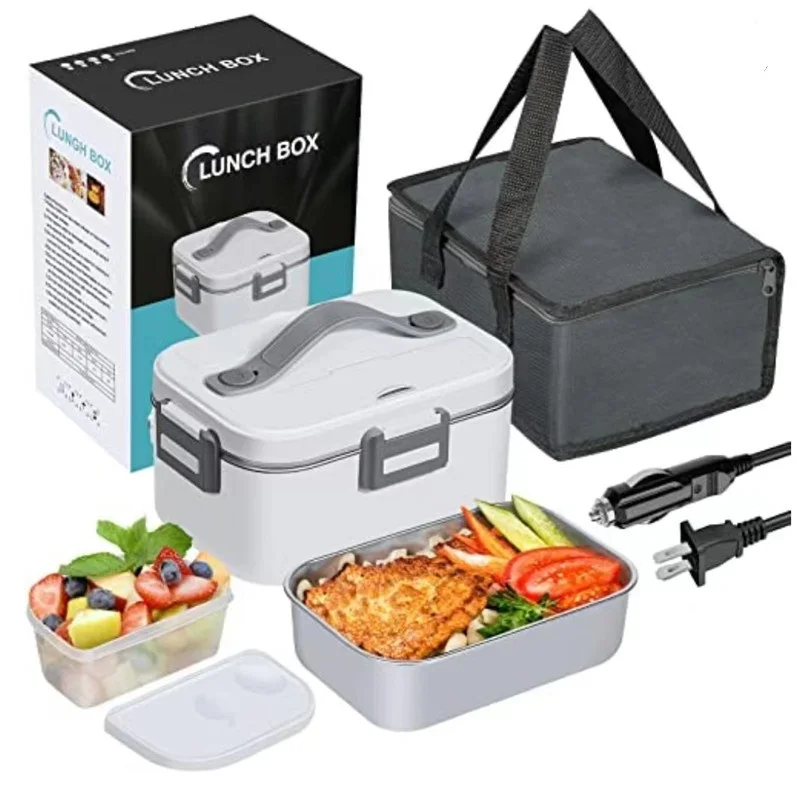 Electric Lunch Box Food Thermal Container Stainless Steel Water-free Portable Heated Lunch Box for car and home