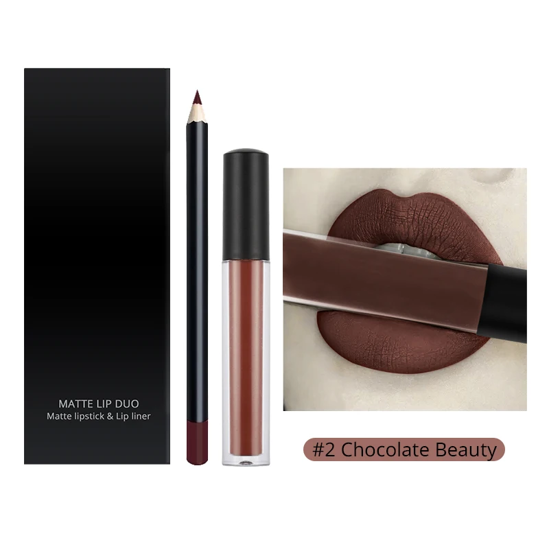 Best Selling 2 In 1 Private Label Vegan Long Lasting Waterproof Matte Lip Liner Liquid Lipstick Kit