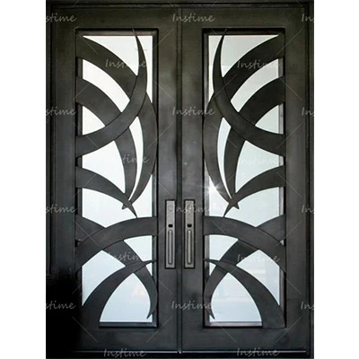 Instime Hot Sale European Security Home Arched Single Double Main Entrance Front Entry Door Wrought Iron Gate Door
