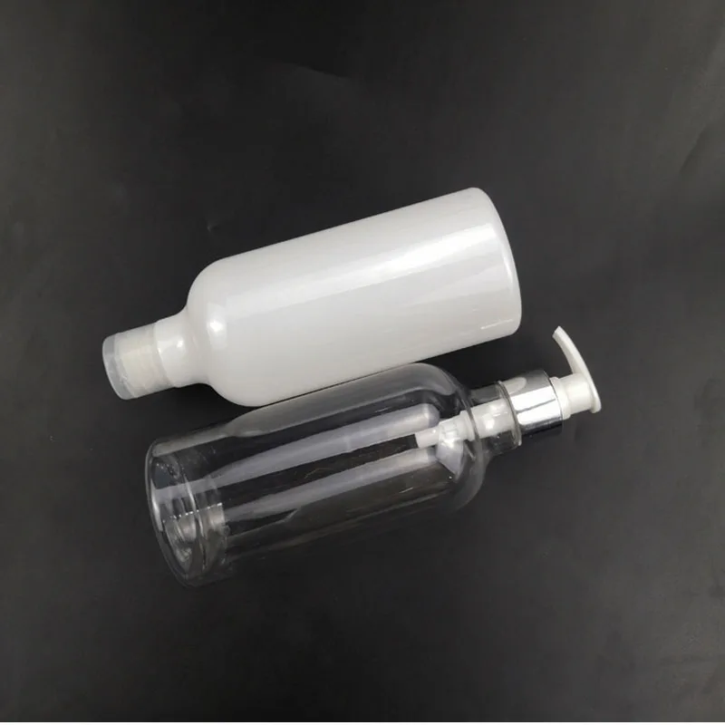 Custom 300ml 380ml 500ml 750ml 946ml Plastic Pump Bottles For Shampoo PET Round Shower Gel Container Conditioner Bath Cream