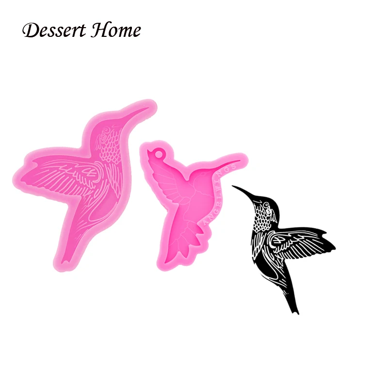 DY0683 DIY Shiny Hummingbird Silicone Mold for Keychains - Epoxy Resin Craft Bird Molds - Fondant Chocolate Cake Pigeon Mold