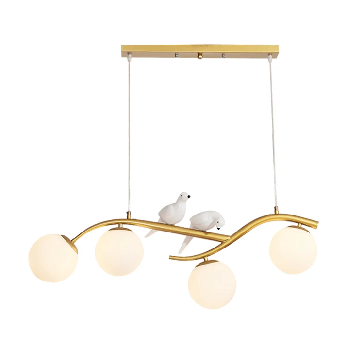 Нордическая современная домашняя декоративная люстра для отеля медная люстра коньяк стеклянный шар для гостиной светодиодная птица черный подвесной светильник