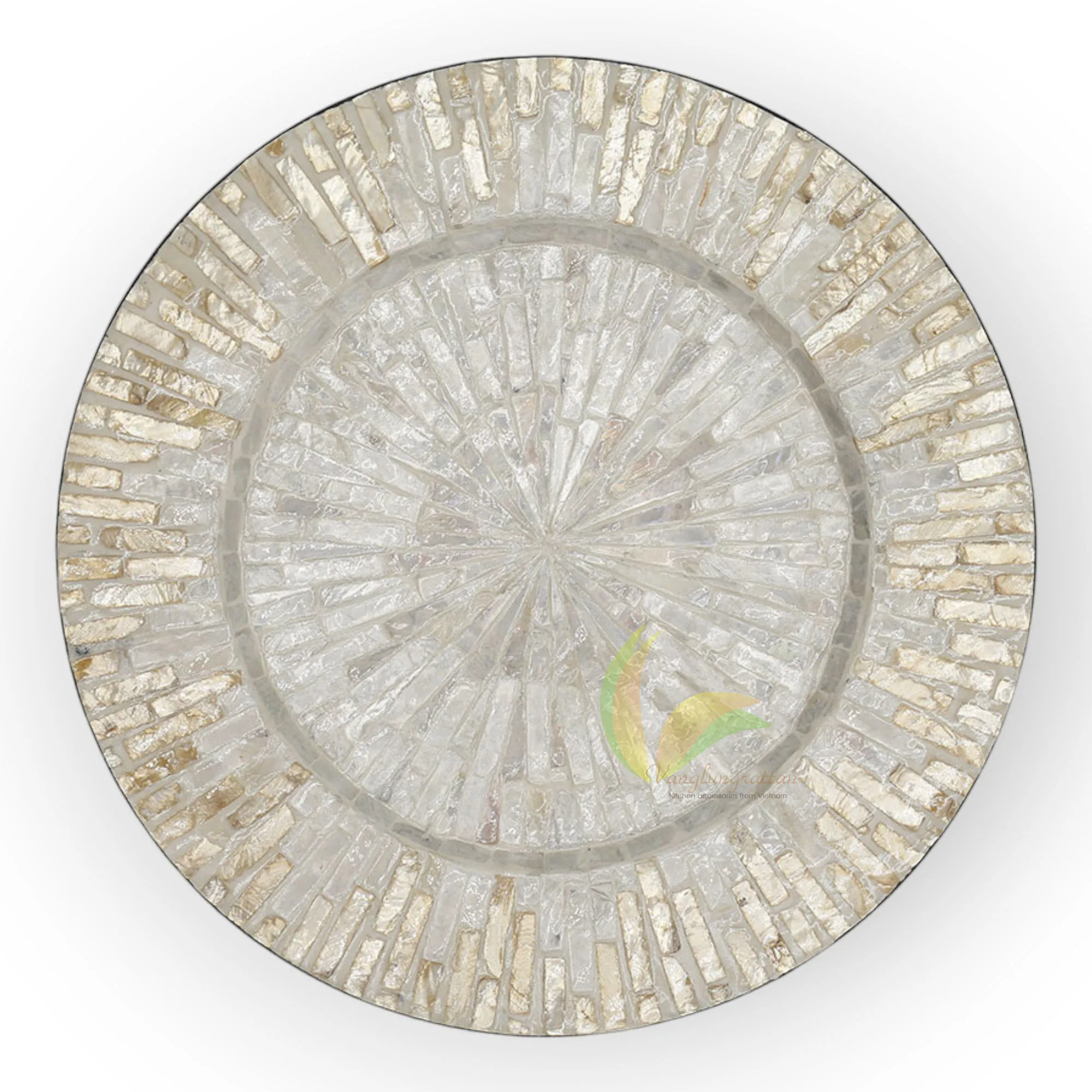 Mother Of Pearl Inlay Nacre Wood Charger Plates for Dinnerware Boho Kitchen Table Decor Table Placemat wholesale Wedding Plate