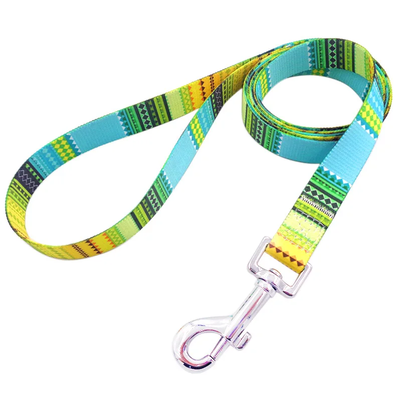 Gacent Factory Wholesale Custom Label Dog Leads Collars Nylon Adjustable Pet Dog Leash with Non-slip Tape