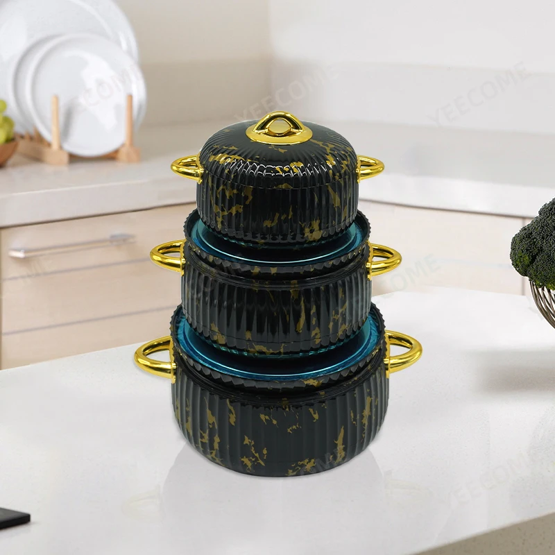 Custom logo  marbling printing Hot Pot Warmer Set1L2L3.5L Insulated Casserole Food Storage Container