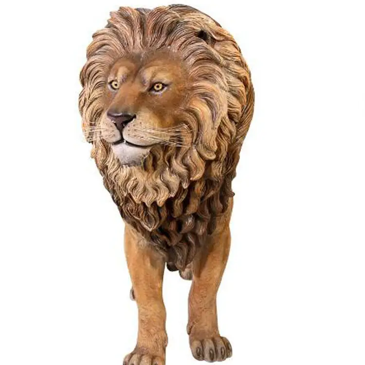 Customized life-size outdoor decorative animal sculpture fiberglass simulation lion sculpture statue