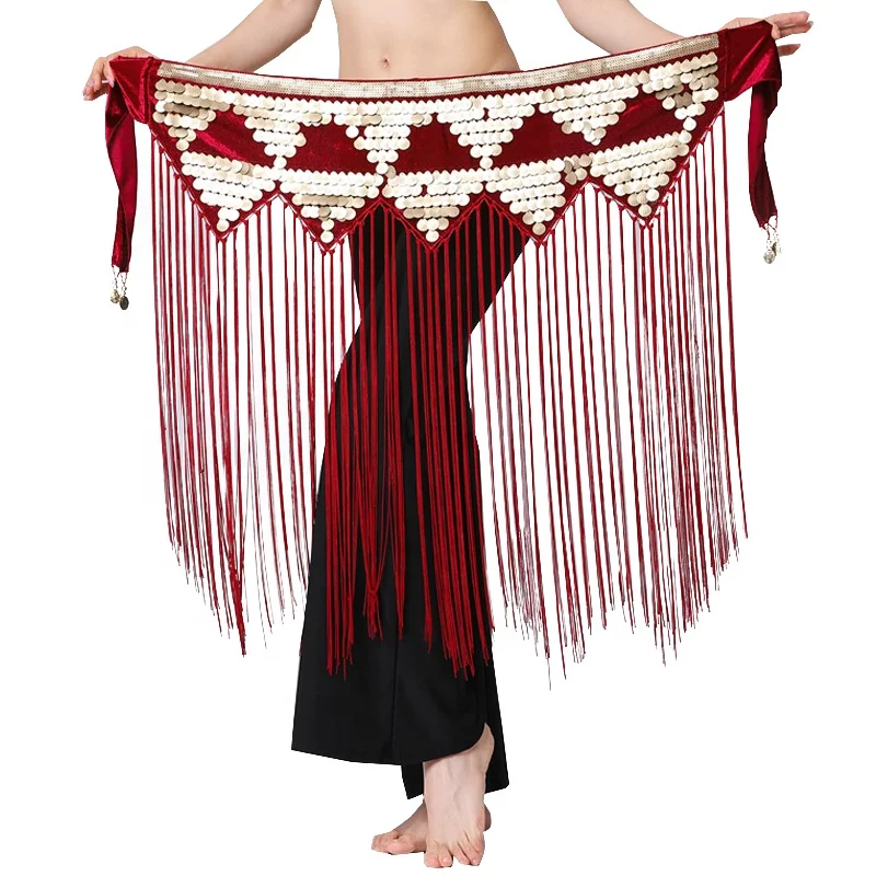 Sexy half circle sequin wrap Hip skirt Belly dance stage wear for women