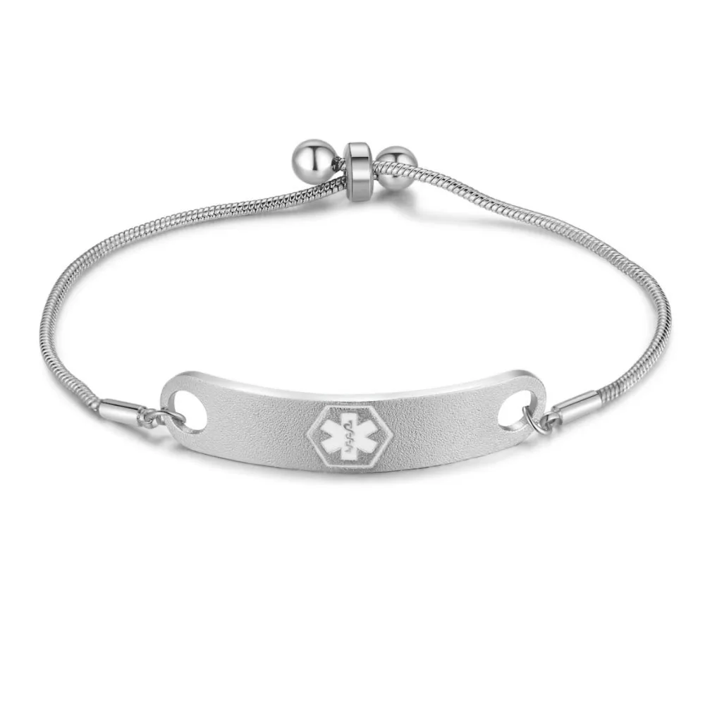 Personalize Stainless Steel Medical Bracelet for Women Minimalist Female Medical Alert ID Bracelet Medical Jewelry