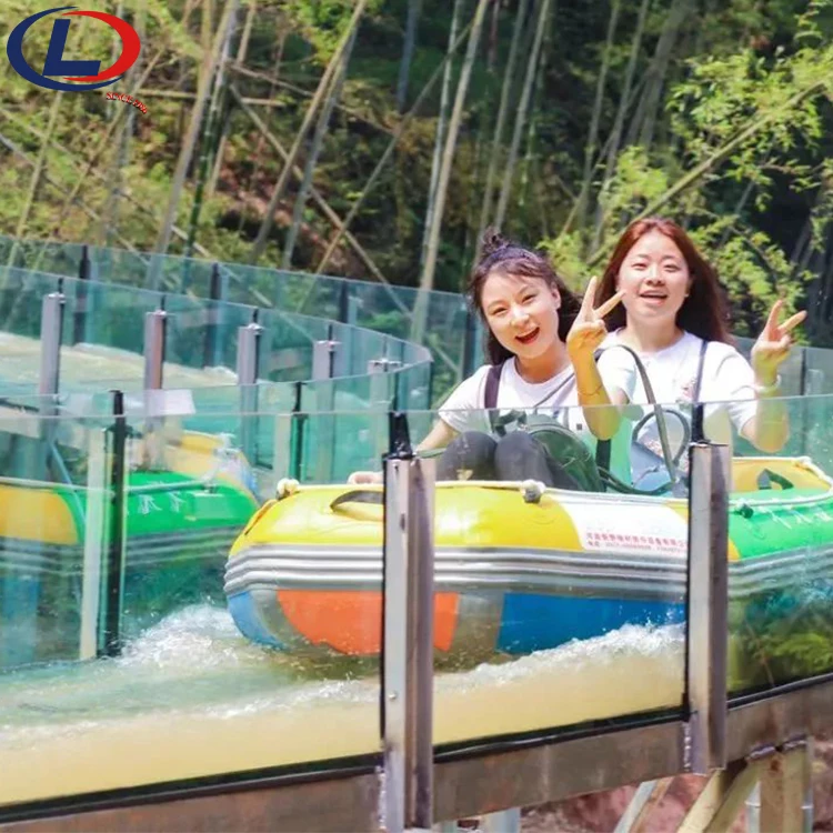 Customized Amusement Park Attraction Outdoor Large Long Glass Rafting Water Slide Roller Coaster