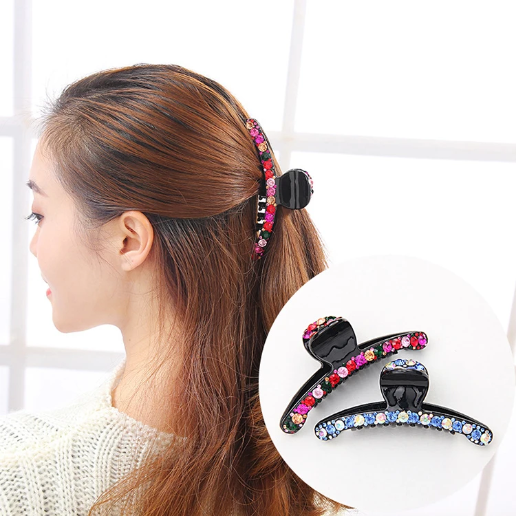 High quality rhinestone grab clip for women  PC hair claw clip shiny fancy hair accessories