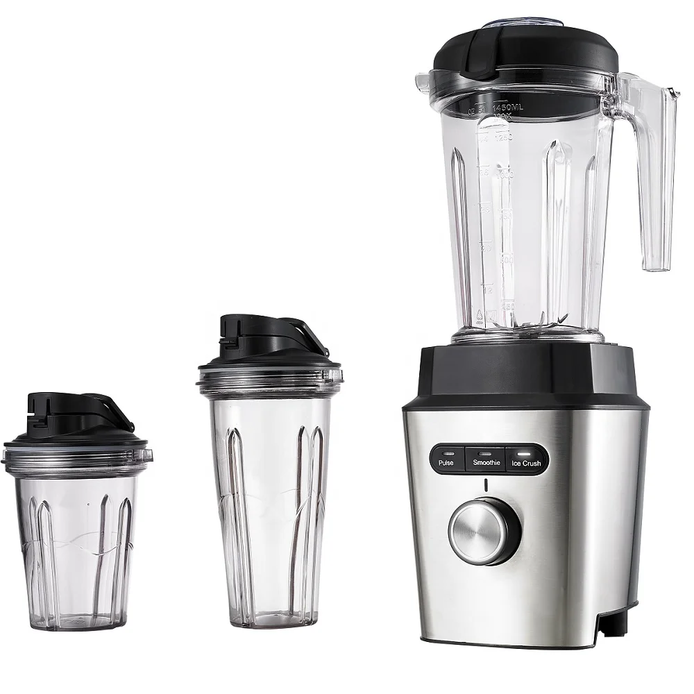 1500W Heavy Duty Stainless Steel Blender For Shakes & Smoothies, 2 Blend-N-Go BPA-Free Cups