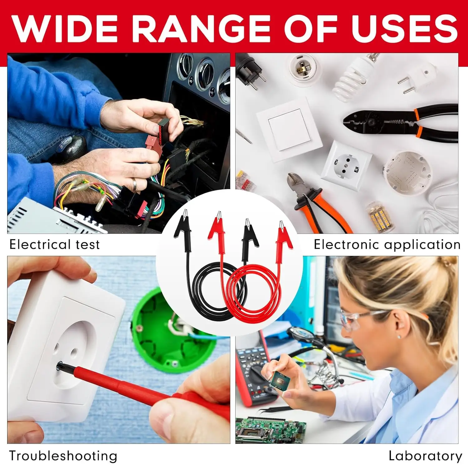 14 Gauge Jumper Wires Alligator Clips to Alligator Clip   Silicone Test Flexible Cable Alligator Clips