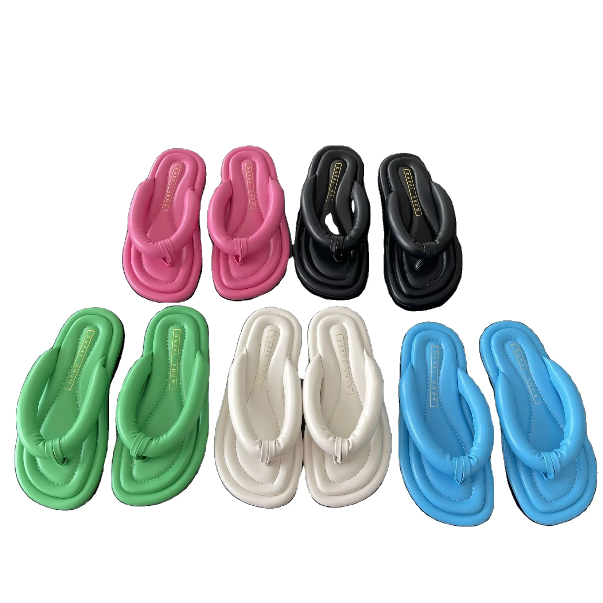 Massage Indoor Outdoor Flip-flops 2022 Fashion Personality Flat Shoes Rubber Sole Multi Color Girls Ladies Thong Slides Slippers