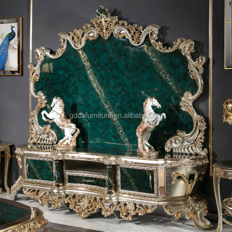 Royal European Sofa Vintage Classic Living Room Furniture  Luxury Classic Solid Wood Carved Fabric Sofa sets