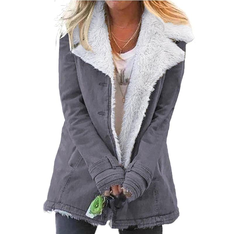 2020 Autumn Winter High Quality Jacket Lapel Collar All Denim Wool Warm Winter Coat