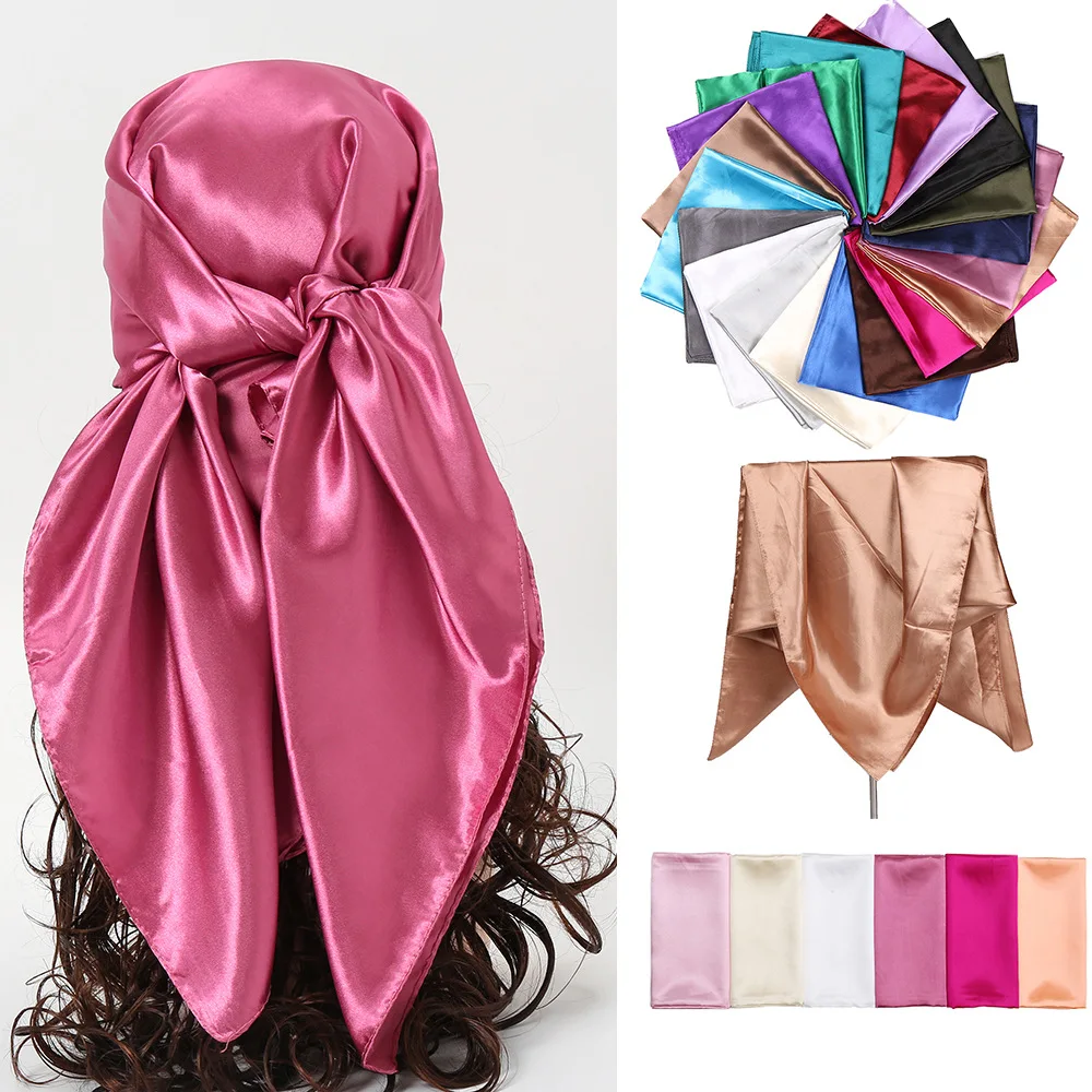 90*90 Large Hijab Wholesale Customize Solid Color Polyester New Design Islamic Lady Shawl Muslim Woman Plain Silk Hijab Scarf