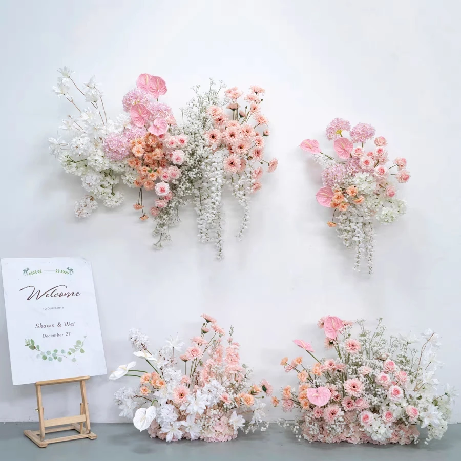 Event Rental Shop Display Decoration Pink Floor Ground Flower Arrangement Wedding Runner Aisle Centerpieces for Baby Shower
