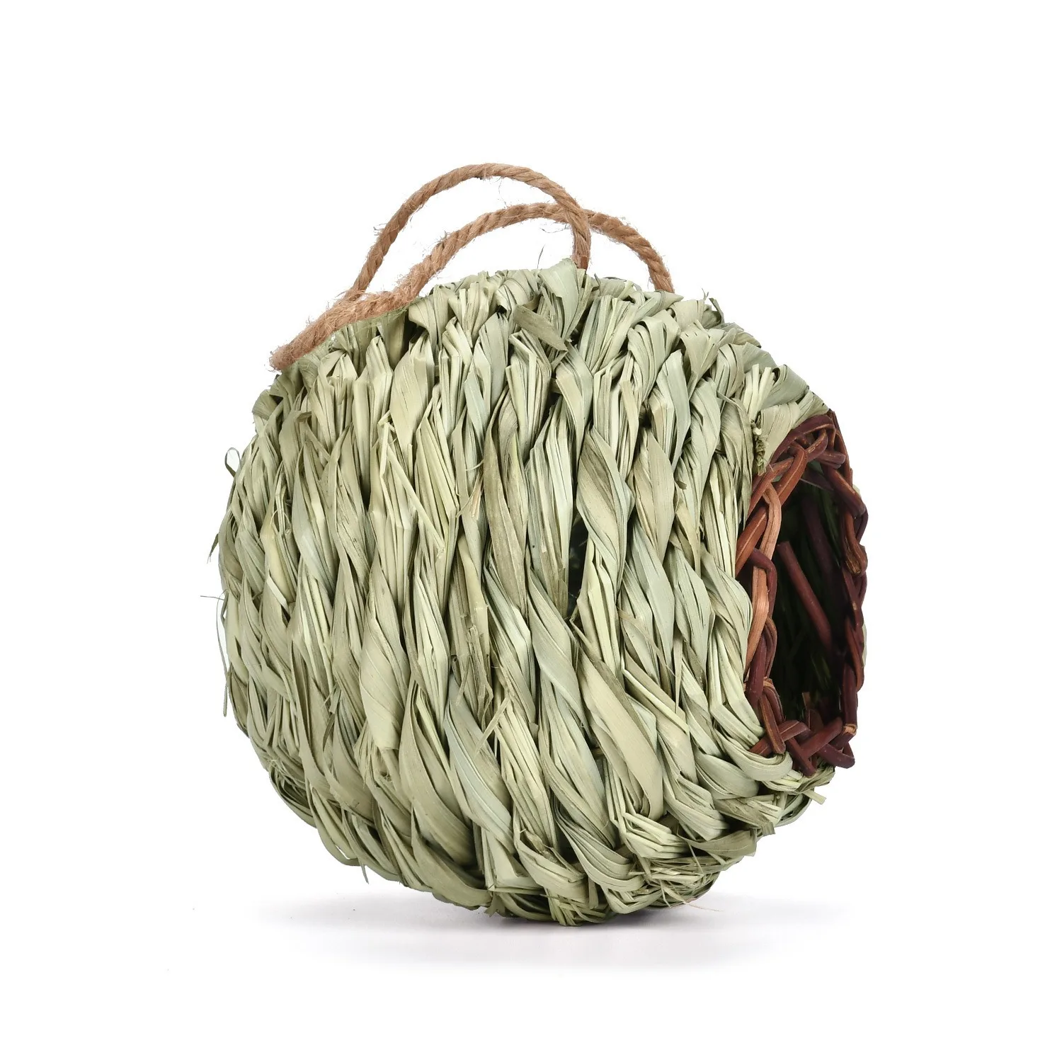 Hand-woven outdoor hanging simulation spherical grass nest pet bird parrot pigeon universal creative rattan bird nest