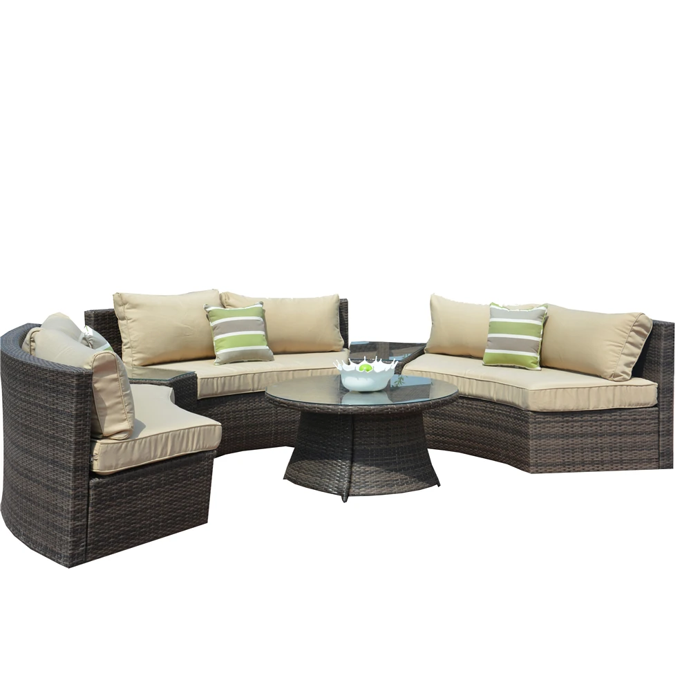 Newest Design U Shape Poolside Rattan Outdoor Sofa Sets Wicker